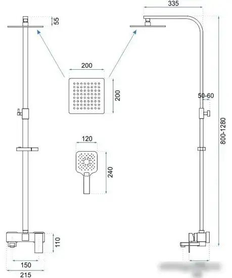 Душевая система Rea Fort REA-P9861 (черный)