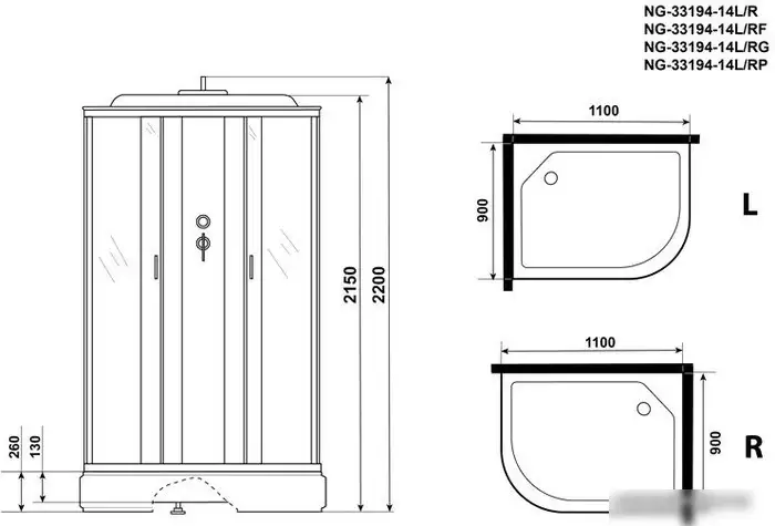 Душевая кабина Niagara NG-33194-14L 110x90 - фото товара