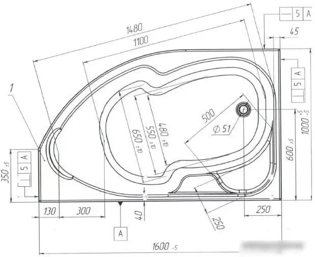 Ванна 1Марка Diana 160x100 L (с каркасом и экраном) - фото товара