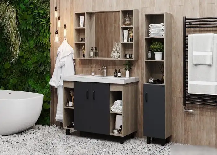 Onika Тумба под умывальник Тимбер 100.10 110010 (серый матовый/дуб сонома) – фото товара