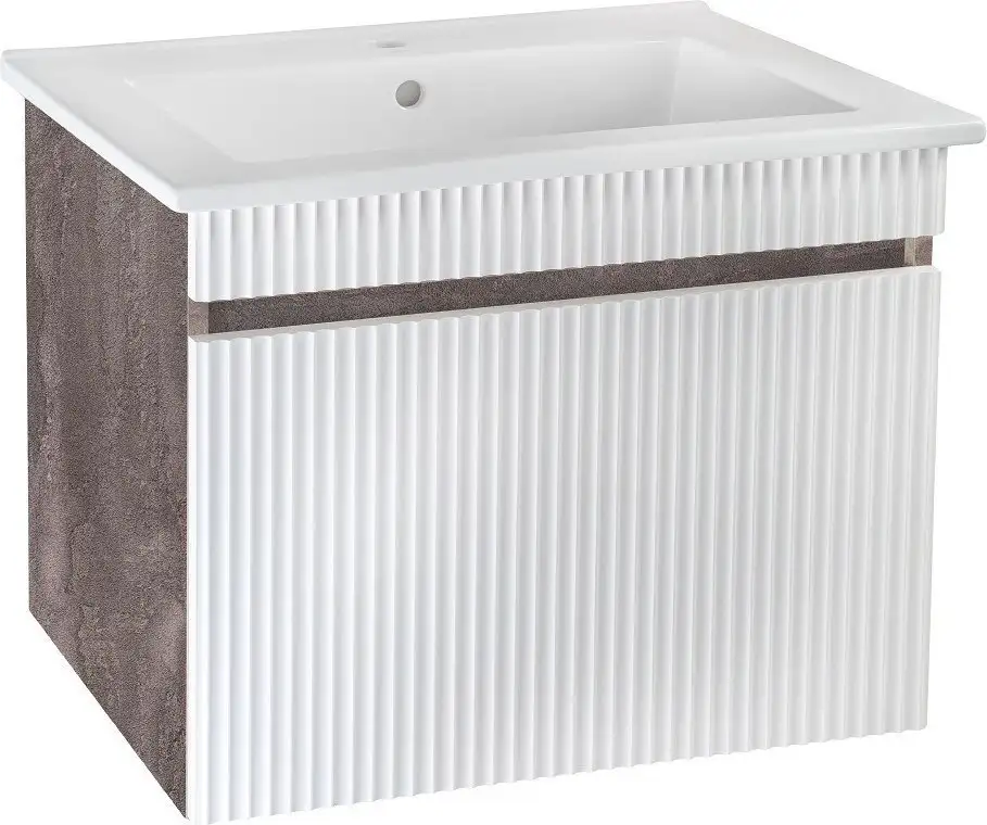 Runo Тумба с умывальником Runo Модена 75 + Оскар 75 (подвесная, железный камень) – фото товара