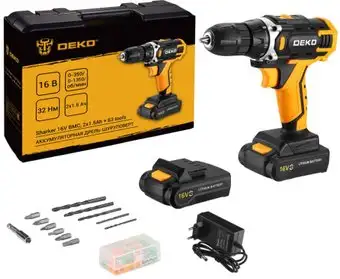Дрель-шуруповерт Deko Sharker 16V Set 63 083-1041 (с 2-мя АКБ, кейс) – изображение в каталоге