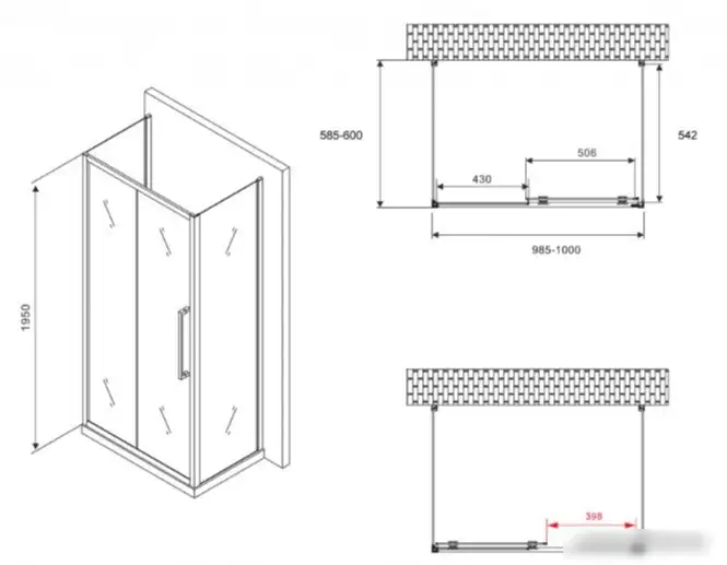 Душевой уголок Abber Schwarzer Diamant AG30100BH-S60B-S60B - фото товара