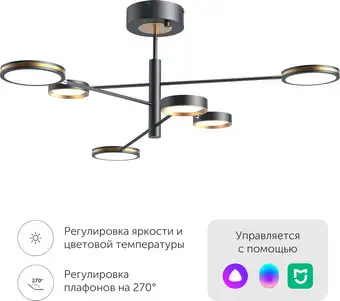 Люстра средней высоты Yeelight Arowana Chandelier C2103 YLDL030 (6 плафонов) – изображение в каталоге