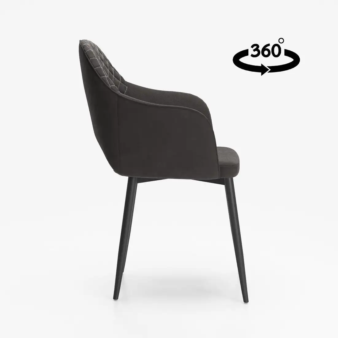 Стул с подлокотниками Табурет Кристи поворотный (бренди 28/каркас черный) – фото товара