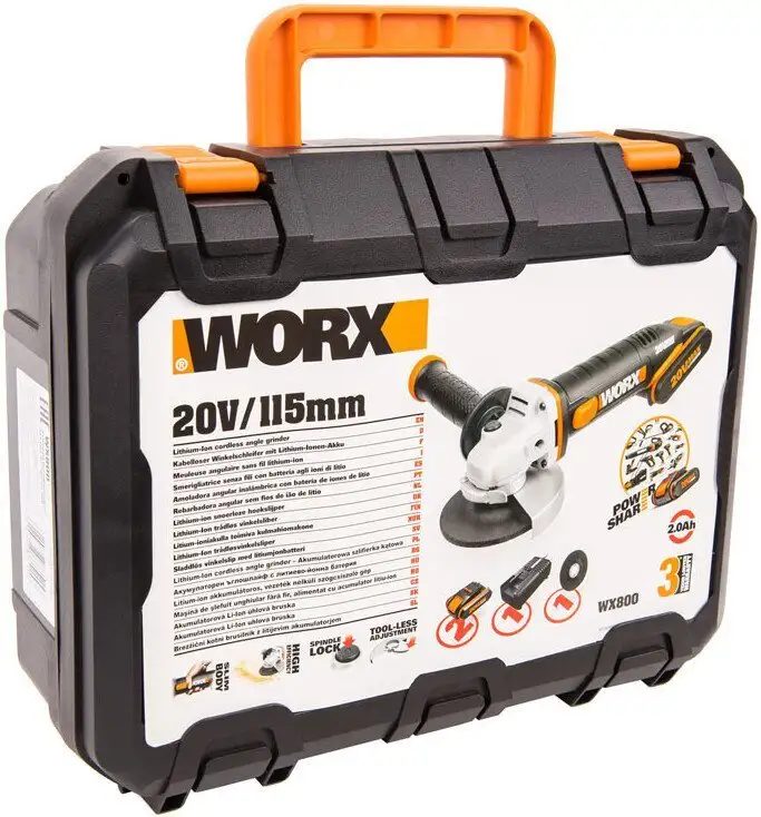 Угловая шлифмашина Worx WX800 (с 2-мя АКБ, кейс) – фото товара