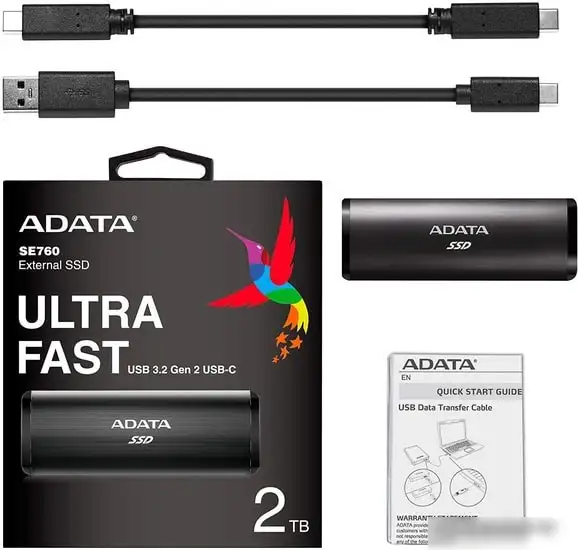 Внешний накопитель A-Data SE760 512GB ASE760-512GU32G2-CBK (черный) – фото товара
