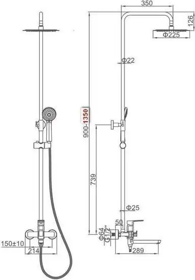 Душевая система Ledeme L2480Y - фото товара