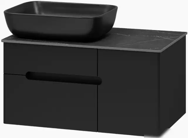 Misty Тумба под умывальник Роял 80 П-Роя-01080-021П2Я (подвесная, черный) – фото товара