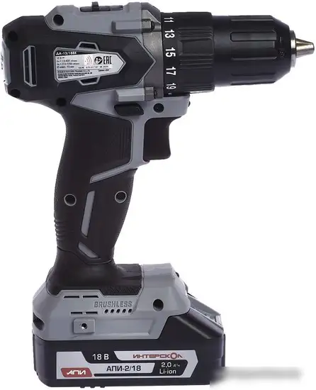 Дрель-шуруповерт Интерскол ДА-13/18ВК (с 2-мя АКБ, кейс) – фото товара