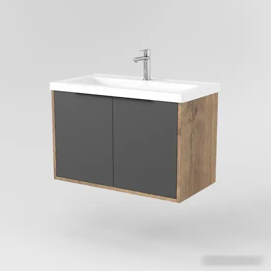 Дабер Тумба под умывальник 018 Тобага/Эридан/Артвин 60 Т18.6Т.0.22Ч (дуб галифакс/серый/ручка черная) – фото товара