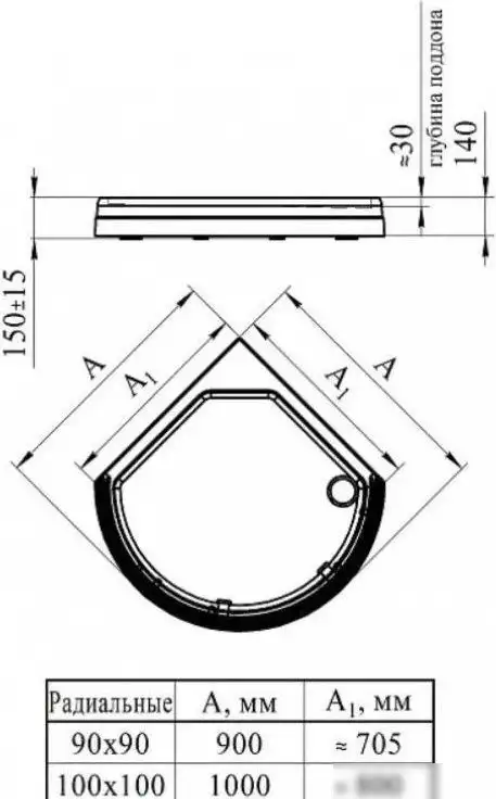 Душевой поддон Radomir 90x90 1-11-0-0-0-180 - фото товара
