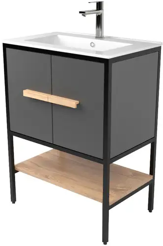 Дабер Тумба под умывальник 010 WeltWasser Deilbach 7517-60 Т10.6W.2.4 (черный/серый/дуб канзас коричневый) – изображение в каталоге