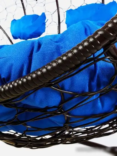 Подвесной диван M-Group Лежебока 11180210 (с коричневым ротангом/синяя подушка) – фото товара