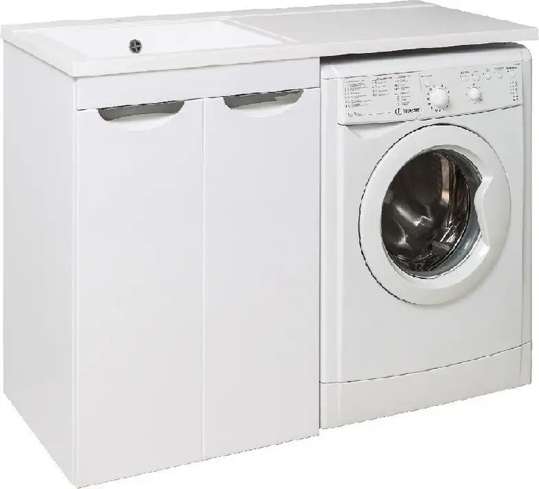 Runo Тумба с умывальником Runo Лира 60 + Гамма 120 лайт с правым крылом (напольная, белый) – фото товара