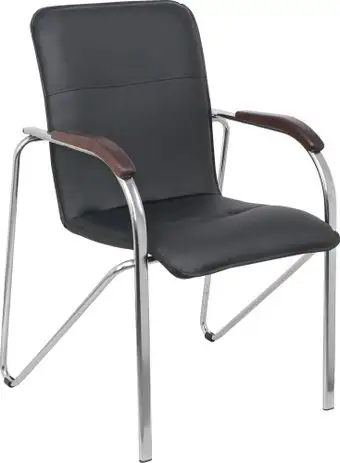 Офисный стул AksHome Samba Aks-1 Pegasso (черный/подлокотники дерево темное) – изображение в каталоге
