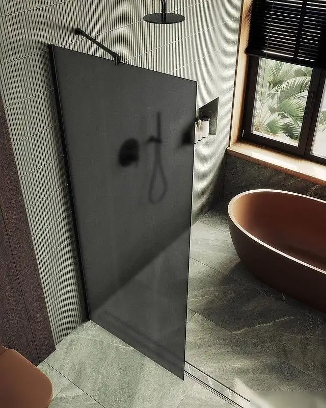 Душевая стенка MaybahGlass 99x195 MGD-1356-6ш (графитовое матовое стекло/черный) - фото товара