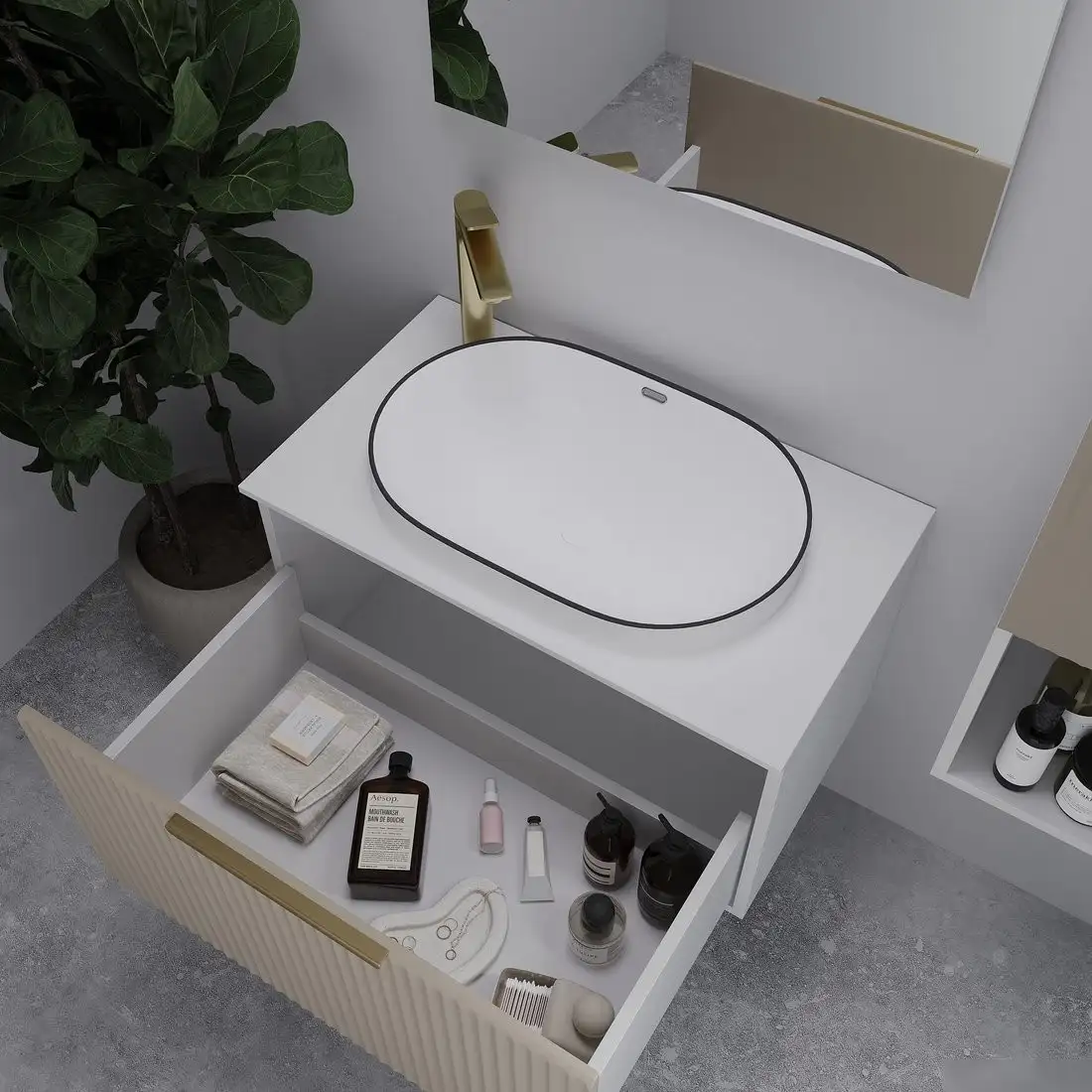 ЗОВ Тумба под умывальник Дублин 100 DU100LWMFC (флавио кашемир) – фото товара