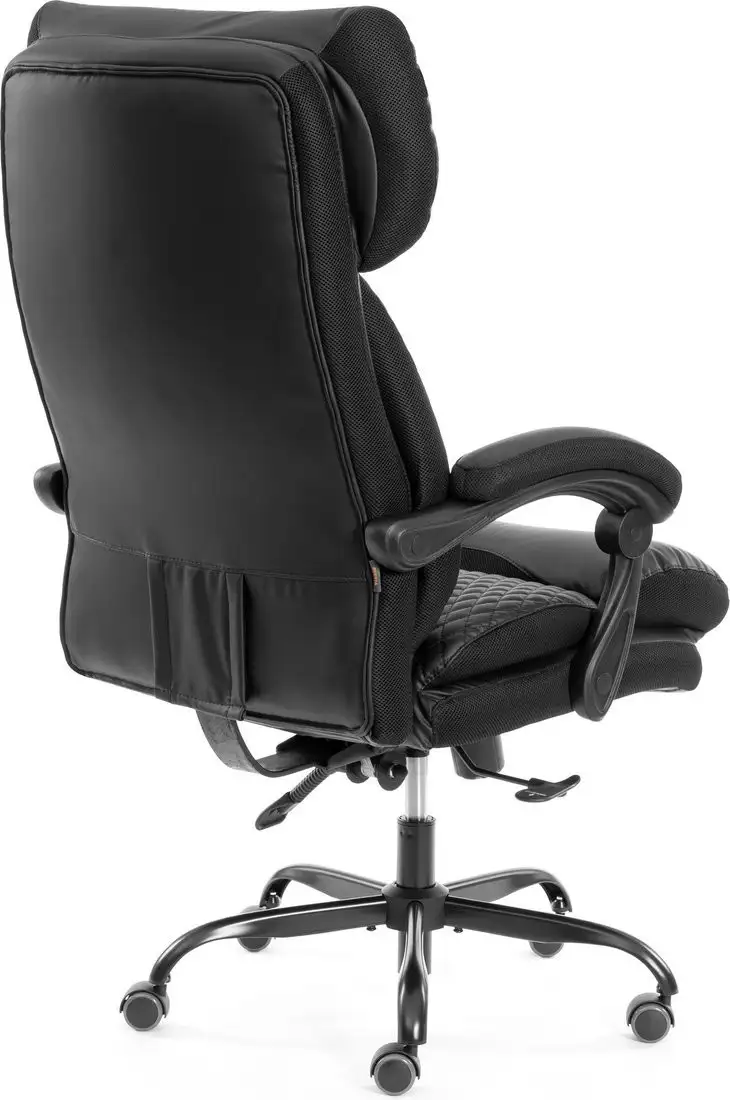 Офисное кресло TetChair Chief metalBL кожзам/ткань (черный/черный стеганный) – фото товара