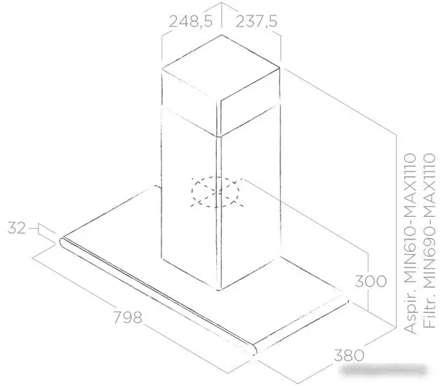 Кухонная вытяжка Elica Galaxy BLIX/A/80 PRF0008948B - фото товара