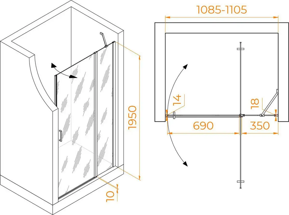 Душевая дверь RGW LE-004B 351200411-14 - фото товара