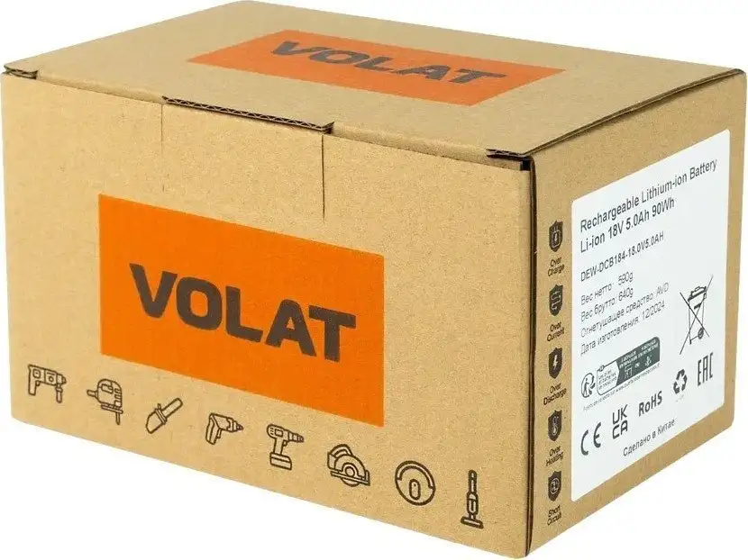 Аккумулятор VOLAT VT-DEW-DCB184-18.0V5.0AH (18В/5 Ah) – фото товара
