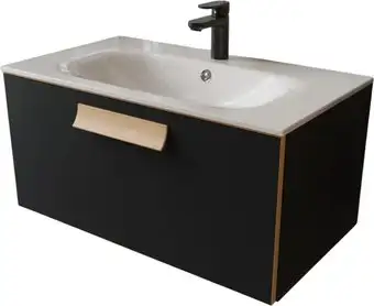 TERMINUS Тумба с умывальником Ното 80x38x45 с 1 ящиком NOT10801099901O (черный Soft Touch) – изображение в каталоге