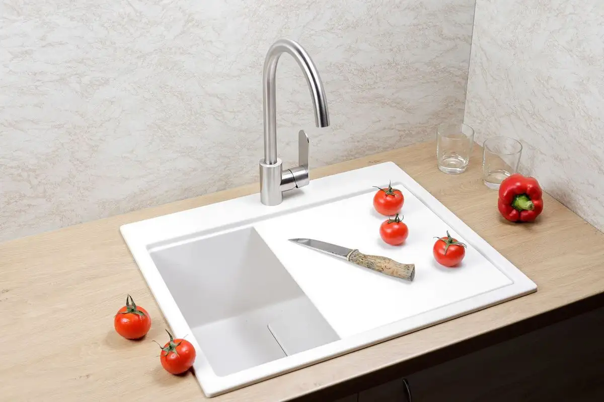 Кухонная мойка Marblan Comfort 60 (иней, с сифоном и колландером) - фото товара