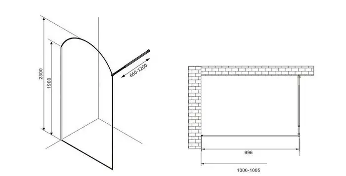 Душевая стенка Abber Immer Offen AG64100BN8 - фото товара