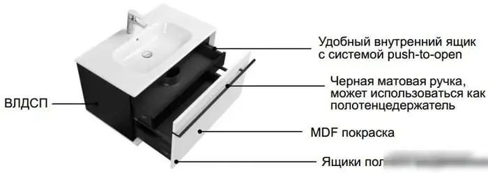 Roca Тумба под умывальник Aneto 60 857429806 (белый/черный) – фото товара
