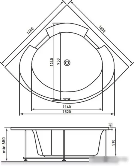Ванна Vayer Bryza 140x140 - фото товара