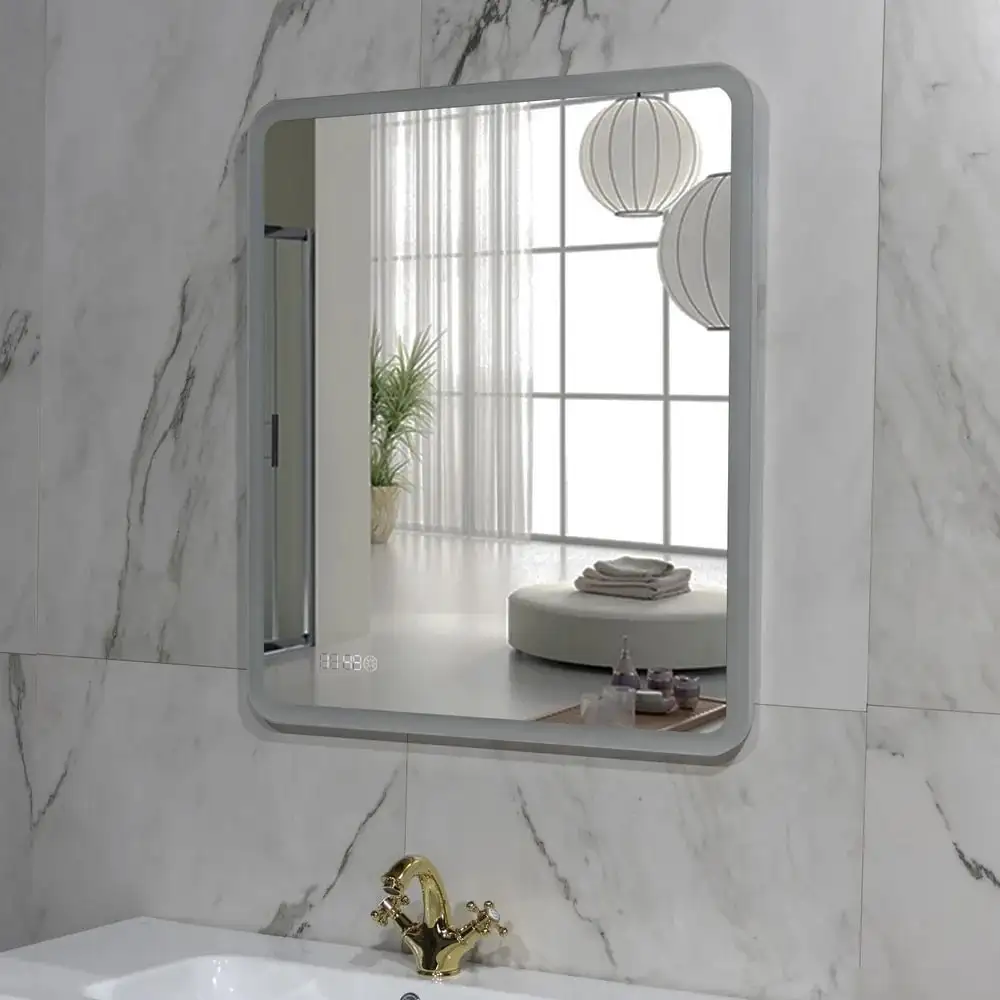 Пекам Зеркало Marta 80x80 marta-80x80scl (с подсветкой, сенсором на прикосновение и часами) – фото товара