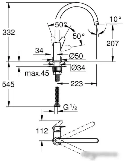 Смеситель Grohe Baucurve 31231001 - фото товара