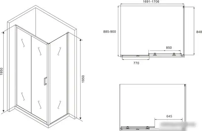 Душевой уголок Abber Schwarzer Diamant AG30170B-S90B - фото товара