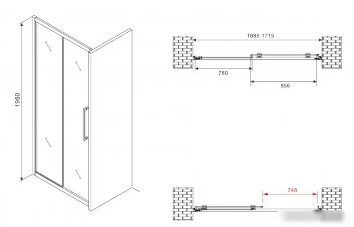 Душевая дверь Abber Schwarzer Diamant AG30170MH - фото товара