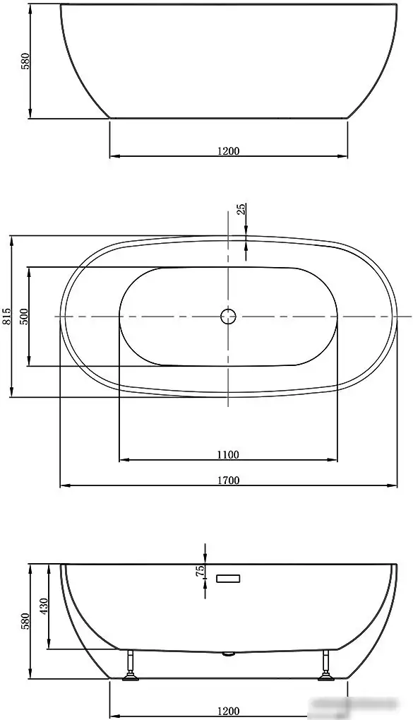 Ванна Vincea VBT-408-1700 170x81.5 - фото товара