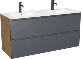 ЗОВ Тумба с умывальником Дион 120 D120LHO0M7015MKV5-OL120 (графит матовый/дуб)