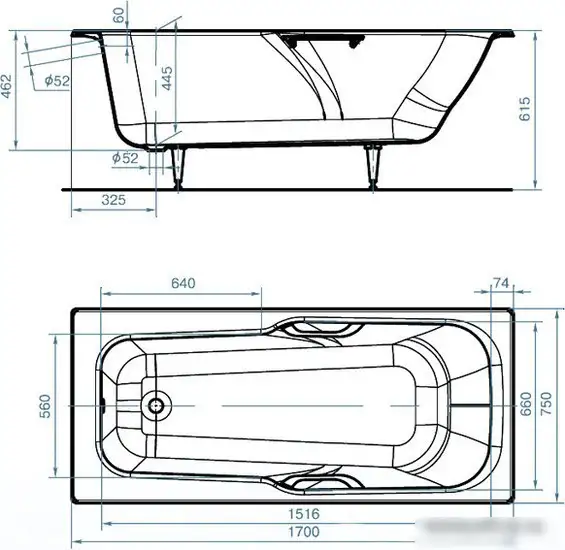 Ванна Универсал ВЧ-1700 «Эврика» 170x75 - фото товара