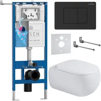 Унитаз подвесной Roxen Titan в комплекте с инсталляцией StounFix Dual Fresh 6 в 1 967228 (кнопка: черная) - изображение в каталоге