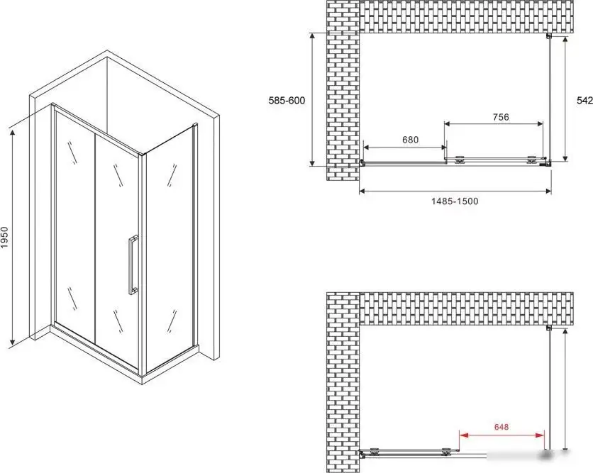 Душевой уголок Abber Schwarzer Diamant AG30150MH-S60M - фото товара