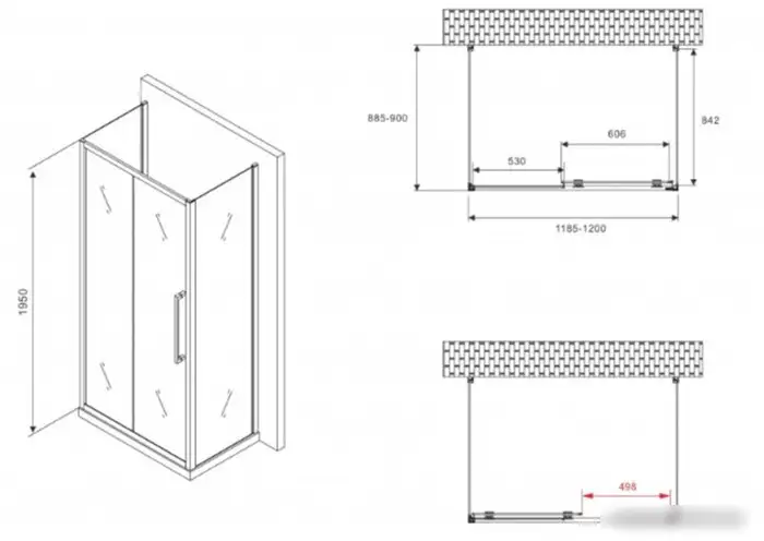 Душевой уголок Abber Schwarzer Diamant AG30120MH-S90M-S90M - фото товара