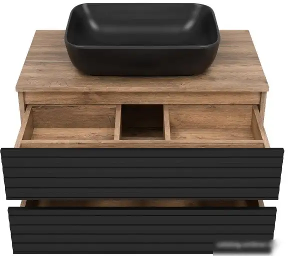 Brevita Тумба под умывальник Dakota 80 DAK-09080-19/02-2Я (черный/темное дерево) – фото товара