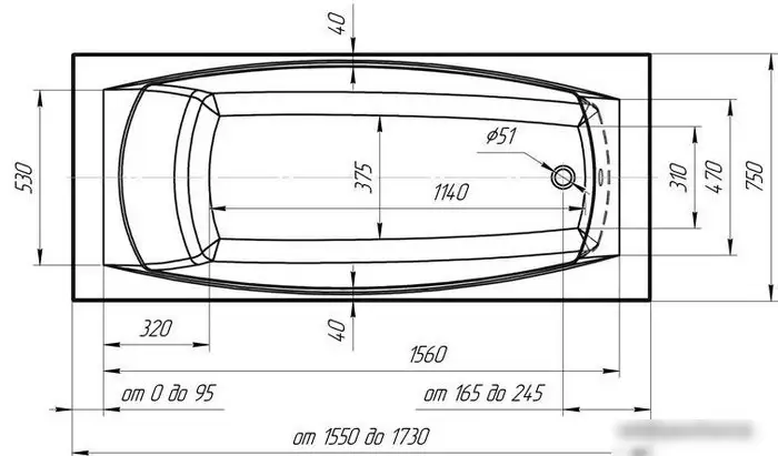 Ванна 1Марка Pragmatika 173x75 - фото товара