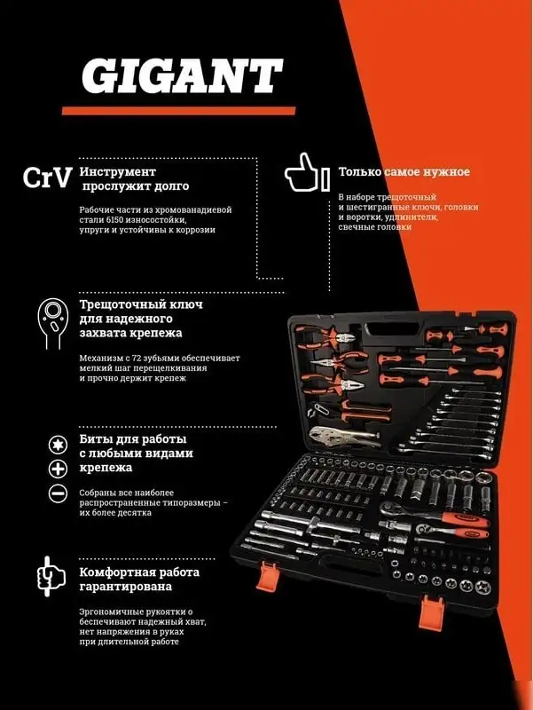 Универсальный набор инструментов Gigant GAS 131 (131 предмет) – фото товара