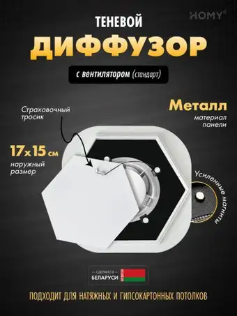 Вентиляционная решетка HOMY AIR гексагон AH100WS 17x15 (белая) – изображение в каталоге