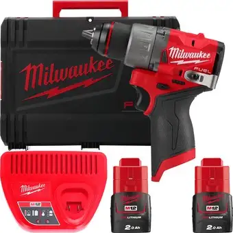 Дрель-шуруповерт Milwaukee M12 FUEL M12FDD2-202X 4933479873 (с 2-мя АКБ 2 Ач, кейс) – изображение в каталоге