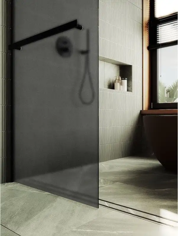Душевая стенка MaybahGlass 89x195 MGD-736-6ш (графитовое матовое стекло/черный) - фото товара