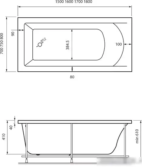 Ванна Vayer Savero 150x70 - фото товара