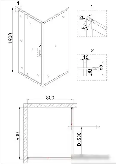 Душевой уголок Niagara NG-43-9AG-A80G 90x80x190 - фото товара