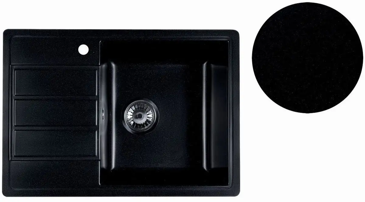 Кухонная мойка Marblan Recta R (оникс, с сифоном) - фото товара